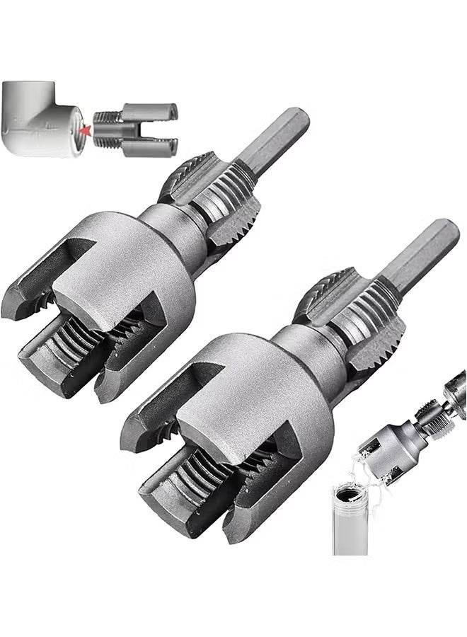 Integrated Internal & External Pipe Threading Tool, Pvc Threading Tool Kit, Electric Drill Compatible PVC Pipe Threader Kit with Various Die Sizes, Pipes Threader Plumbing Tools (1/2" + 3/4") - Image 1